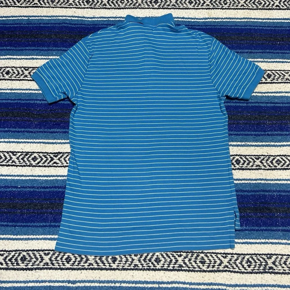 Y2K Polo Ralph Lauren Polo Shirt Mens M Blue Stripe Pony Cotton Golf Preppy